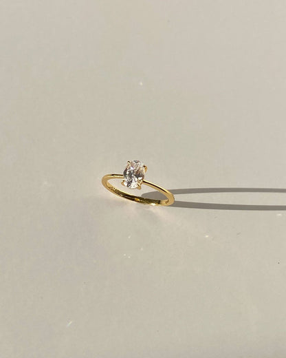 Gold Ring with Oval-Cut Center Stone