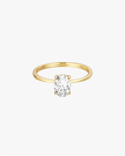 Gold Ring with Oval-Cut Center Stone