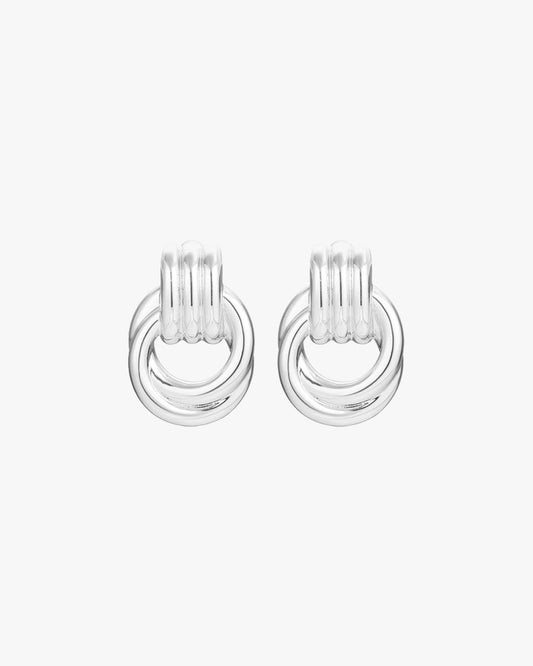 Mini Double Hoop Earrings in Silver Tone