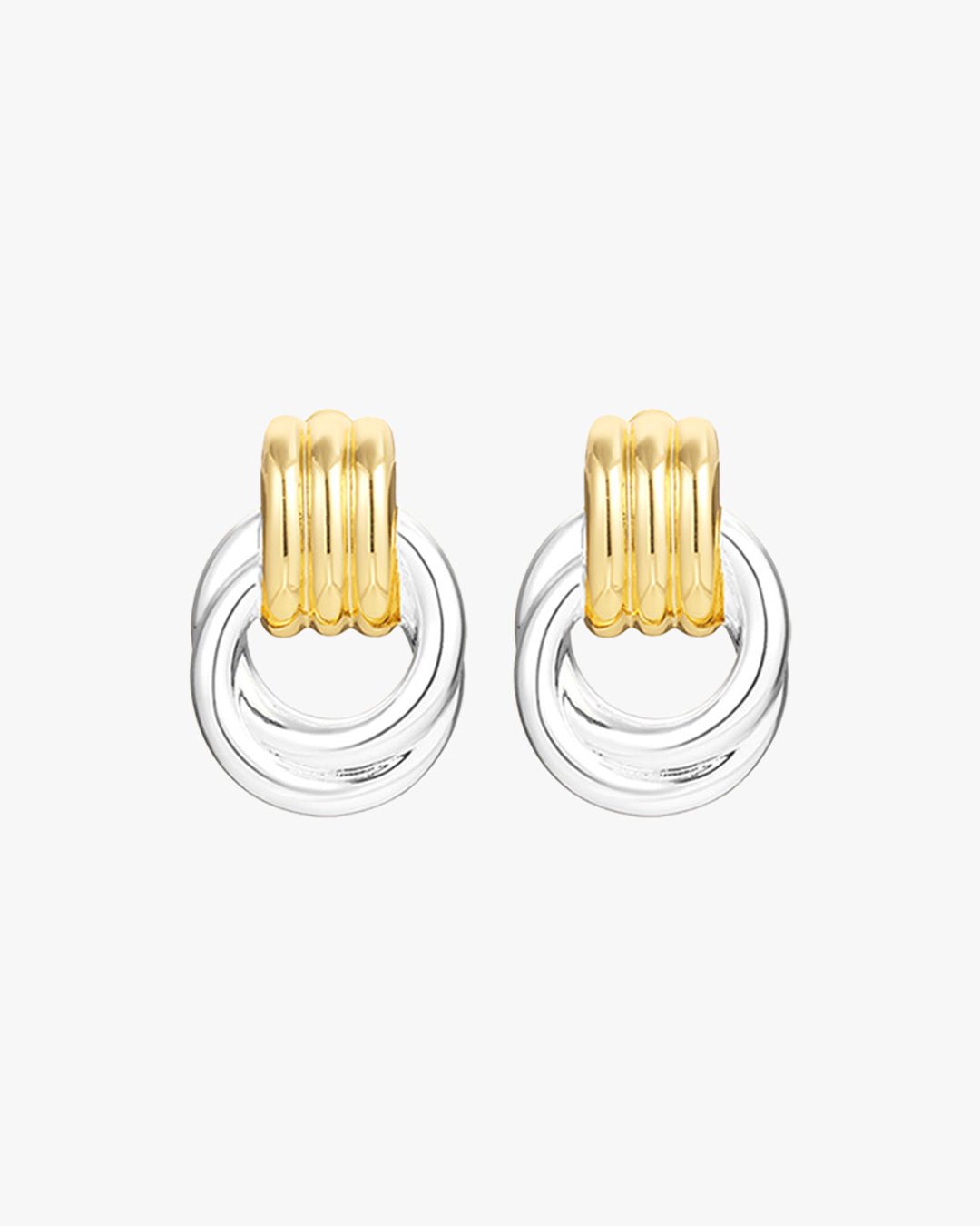 Mixed Metal Sculptural Hoop Earrings
