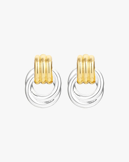 Mixed Metal Sculptural Hoop Earrings