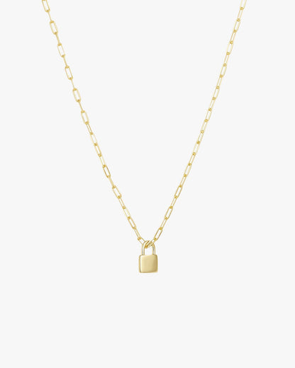 Gold Necklace with Padlock Pendant