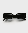 Women’s Slim Rectangular 90s-Inspired Sunglasses with Black Frame & Smoke Grey Lenses