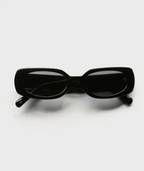 Women’s Slim Rectangular 90s-Inspired Sunglasses with Black Frame & Smoke Grey Lenses