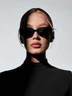 Women’s Slim Rectangular 90s-Inspired Sunglasses with Black Frame & Smoke Grey Lenses