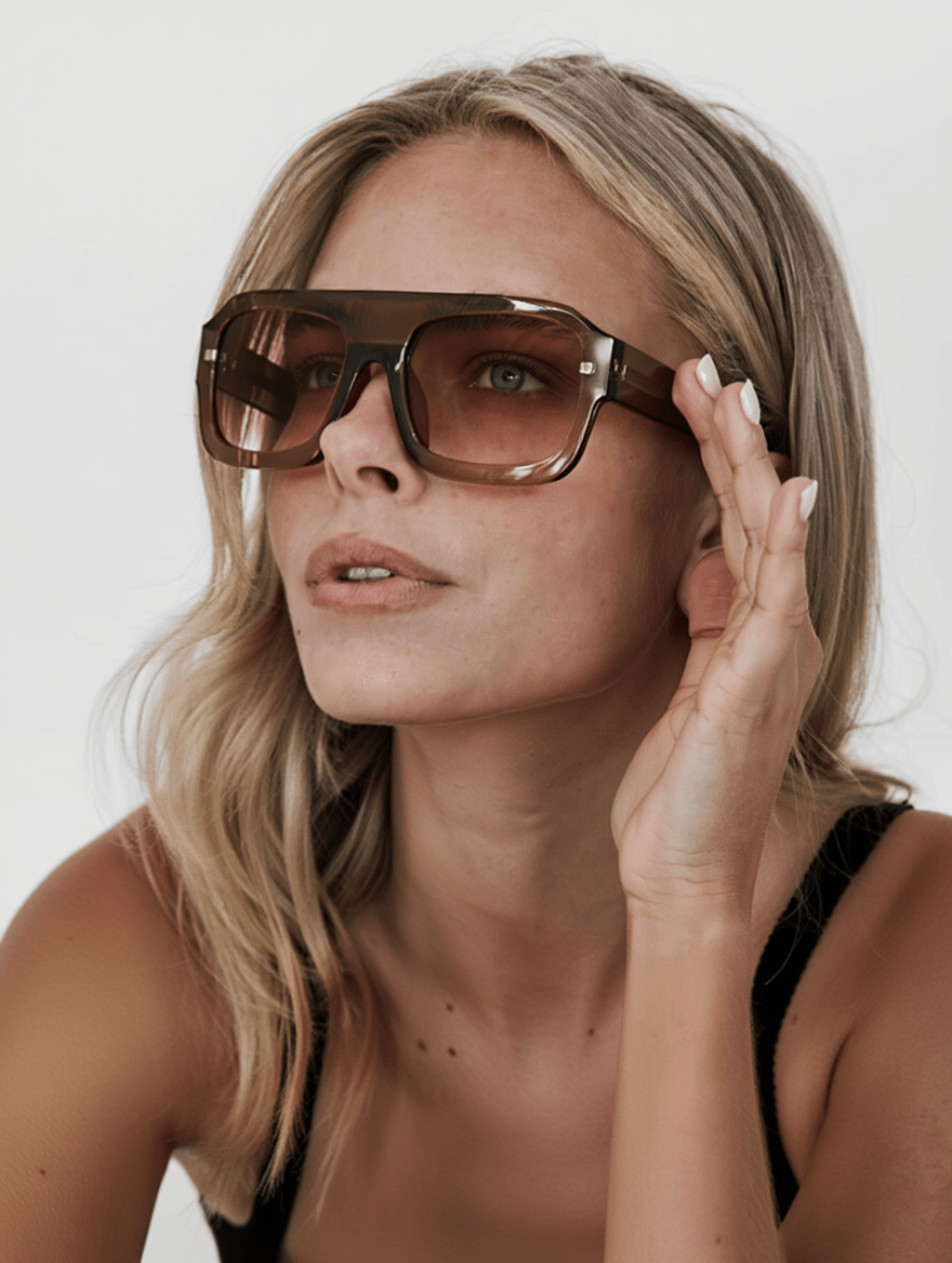 Women’s Resort-Style Sunglasses with Caramel Frame & Toffee-Tinted Lenses