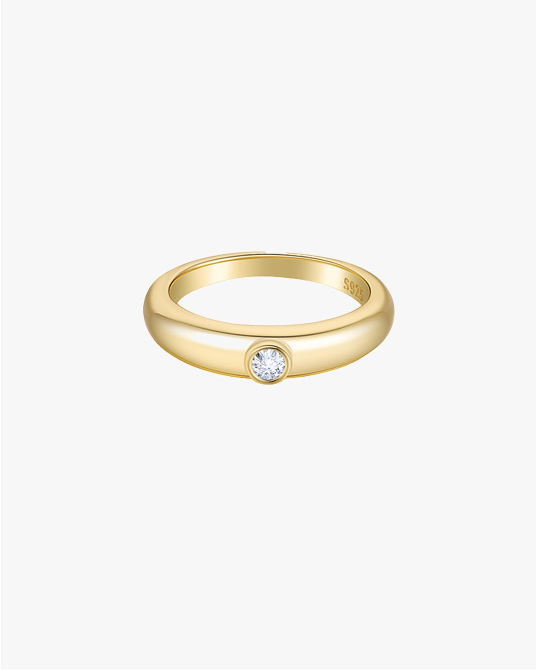 Gold Ring with Single Centered Round Stone