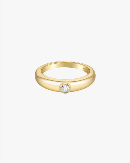 Gold Ring with Single Centered Round Stone