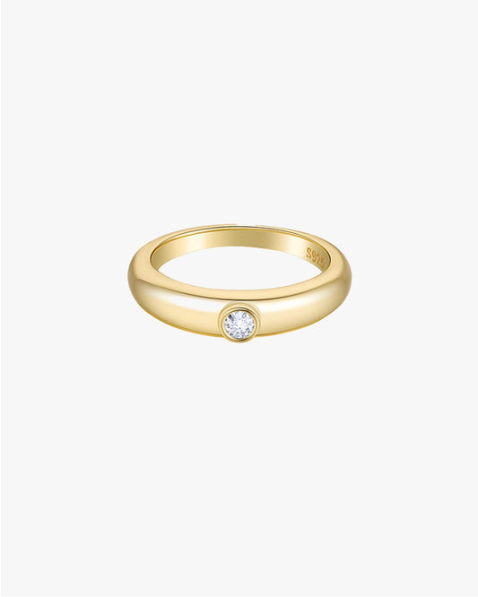 Gold Ring with Single Centered Round Stone