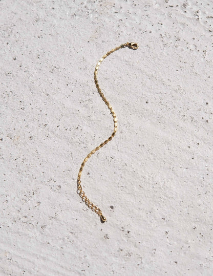 Gold Bracelet with Textured Oval Links and Adjustable Chain