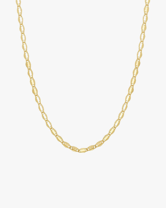 Textured Gold-Toned Oval Link Chain Necklace