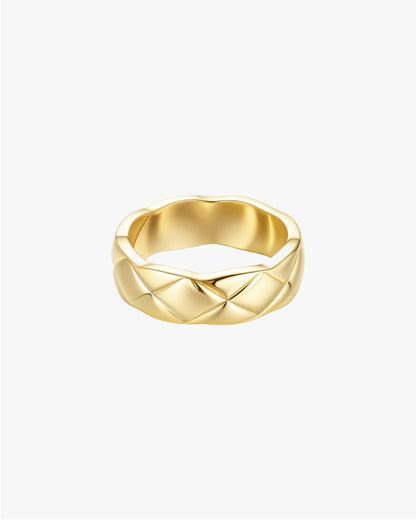 Chunky Gold-Tone Band Ring with Quilted Texture