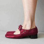 Women Round Toe Mary Janes Low Heel Buckle Shoes Lady Comfort Loafers