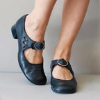 Women Round Toe Mary Janes Low Heel Buckle Shoes Lady Comfort Loafers