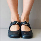 Women Round Toe Mary Janes Low Heel Buckle Shoes Lady Comfort Loafers