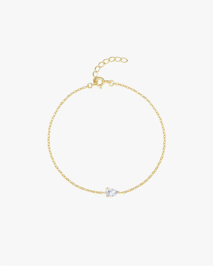 Gold Bracelet with Teardrop-Shaped Clear Stone