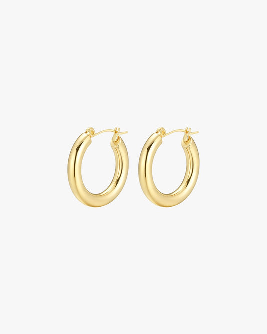 Gold Polished Chunky Hoop Earrings – Minimalist Round Design