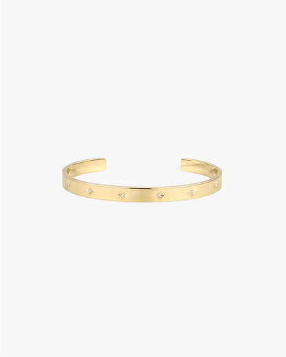 Gold Bangle Bracelet with Star-Set Detailing