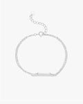 Delicate silver chain bracelet with adjustable clasp and minimalist bar design, perfect for elegant jewelry styling and fashion accessories.