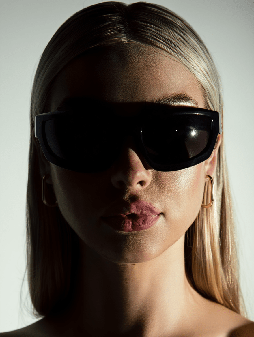 Women’s Wraparound Sunglasses with Black Frame & Smoke-Tinted Lenses