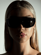 Women’s Wraparound Sunglasses with Black Frame & Smoke-Tinted Lenses