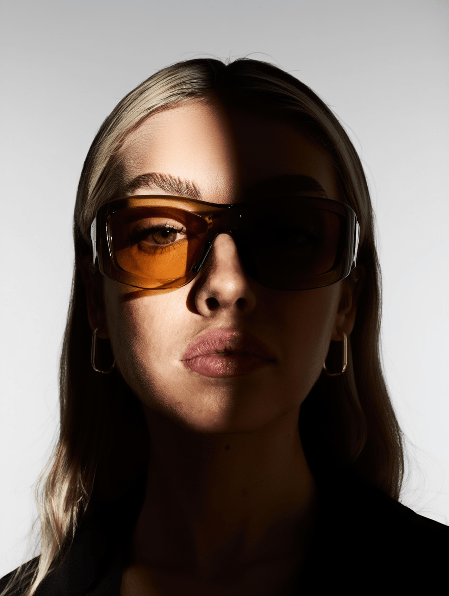 Women’s Wraparound Sunglasses with Caramel Brown Frame & Toffee-Tinted Lenses