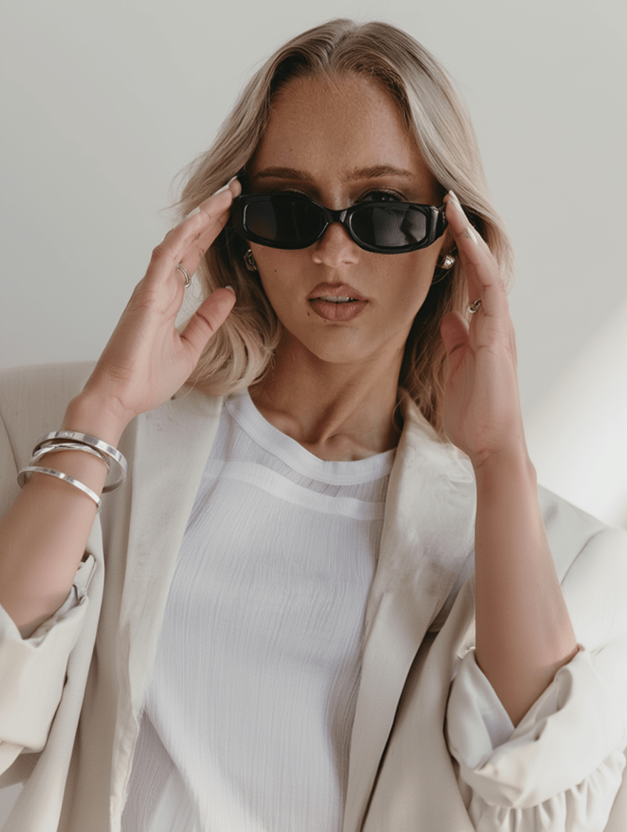 Women’s Aviator-Inspired Sunglasses with Black Frame & Smoke-Tinted Lenses