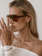 Women’s Rounded Aviator Sunglasses with Camo Stripe Frame & Toffee-Tinted Lenses