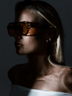 Women’s Rounded Aviator Sunglasses with Camo Stripe Frame & Toffee-Tinted Lenses