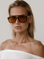 Women’s Rounded Aviator Sunglasses with Camo Stripe Frame & Toffee-Tinted Lenses