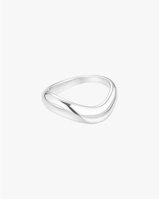 Polished Silver-Tone Sculpted Band Ring