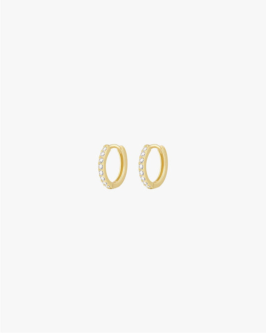 Small Gold Tone Hoop Earrings with Accent Stones