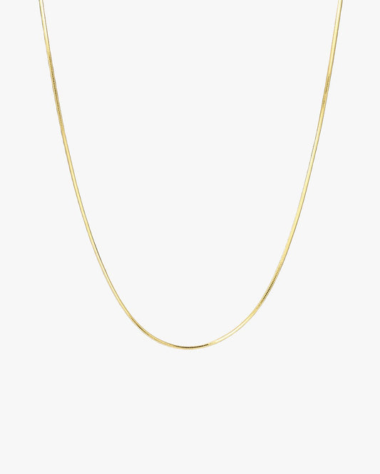 Gold Flat Herringbone Chain Necklace