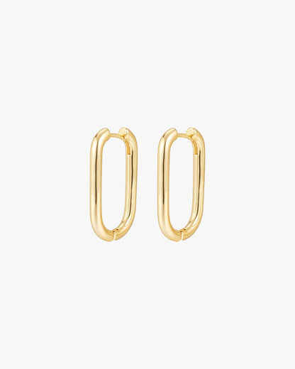 Gold Rectangular Hoop Earrings – Minimalist Everyday Huggies