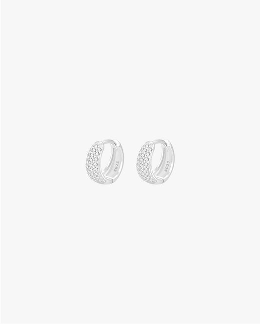 Nora Huggie Earrings – Sterling Silver with CZ Accents
