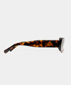 Women’s Slim Rectangular 90s-Inspired Sunglasses with Choc Tortoise Frame & Smoke Lenses
