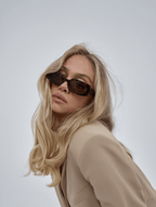 Women’s Slim Rectangular 90s-Inspired Sunglasses with Choc Tortoise Frame & Smoke Lenses