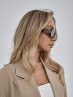 Women’s Slim Rectangular 90s-Inspired Sunglasses with Choc Tortoise Frame & Smoke Lenses