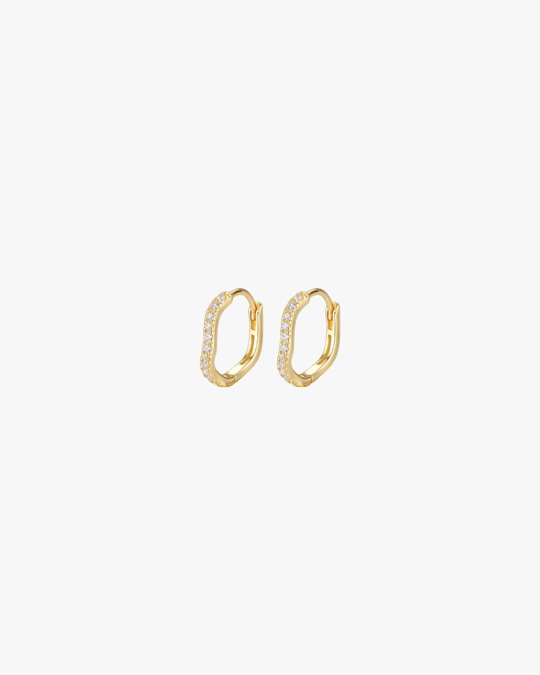 Gold-Plated Pave Huggie Earrings with Organic Shape
