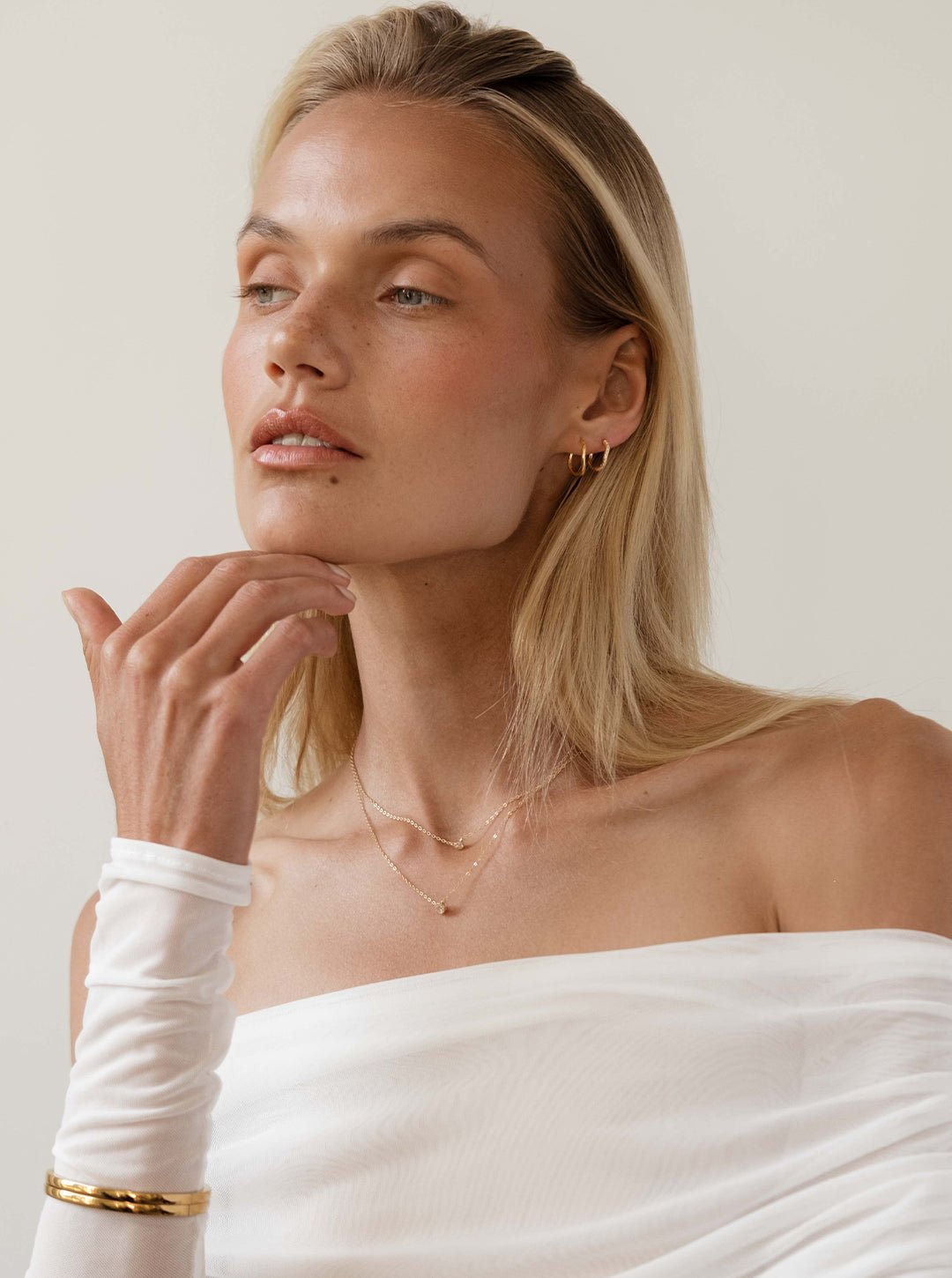 Gold-Plated Pave Huggie Earrings with Organic Shape