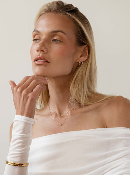 Gold-Plated Pave Huggie Earrings with Organic Shape