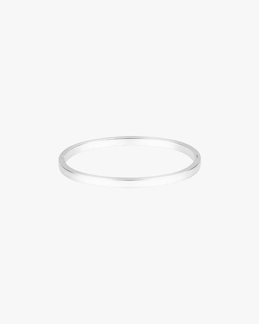 Slim Silver Bangle Bracelet with Smooth Finish