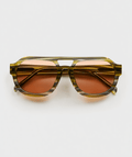 Women’s Rounded Aviator Sunglasses with Camo Stripe Frame & Toffee-Tinted Lenses