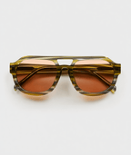 Women’s Rounded Aviator Sunglasses with Camo Stripe Frame & Toffee-Tinted Lenses