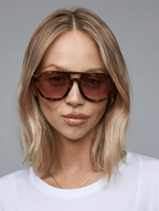Women’s Rounded Aviator Sunglasses with Camo Stripe or Tortoise Frame & Toffee or Mocha Lenses