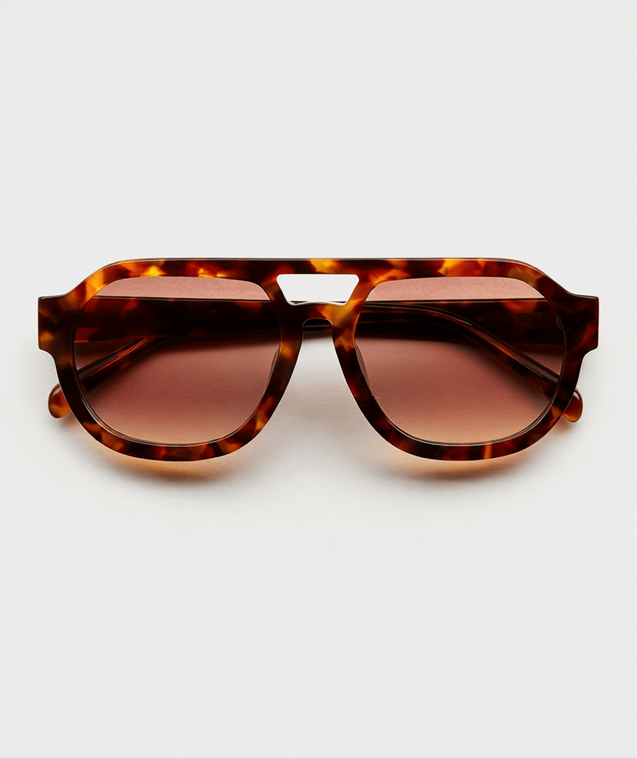 Women’s Rounded Aviator Sunglasses with Camo Stripe or Tortoise Frame & Toffee or Mocha Lenses