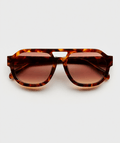 Women’s Rounded Aviator Sunglasses with Camo Stripe or Tortoise Frame & Toffee or Mocha Lenses
