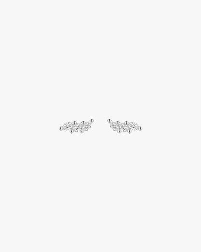 Silver Tone Cluster Stud Earrings with Marquise and Round Cut Clear Stones – For Women
