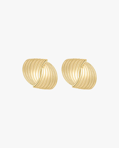 Gold Textured Fan Stud Earrings – Bold Vintage-Style Statement Jewelry