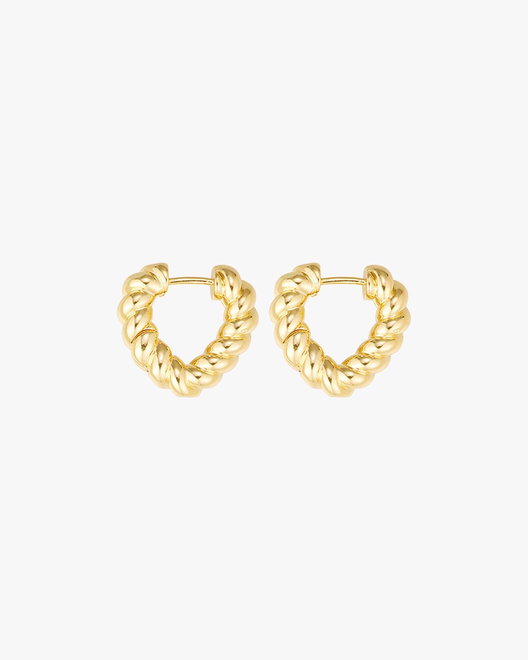 Twisted Gold-Plated Heart-Shaped Hoop Earrings